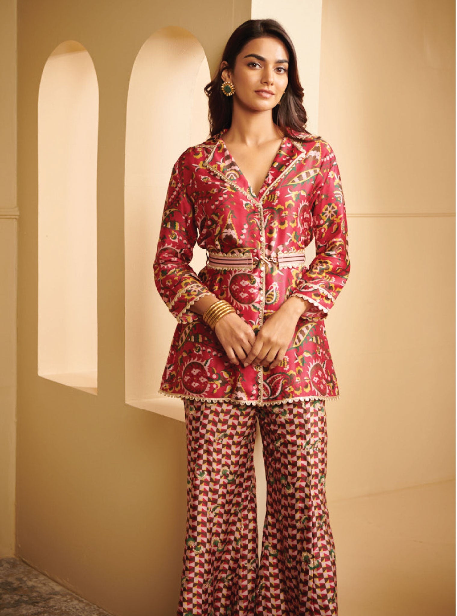 Mulmul Cupro Nia Fuchsia Shirt With Nia Fuchsia Pant