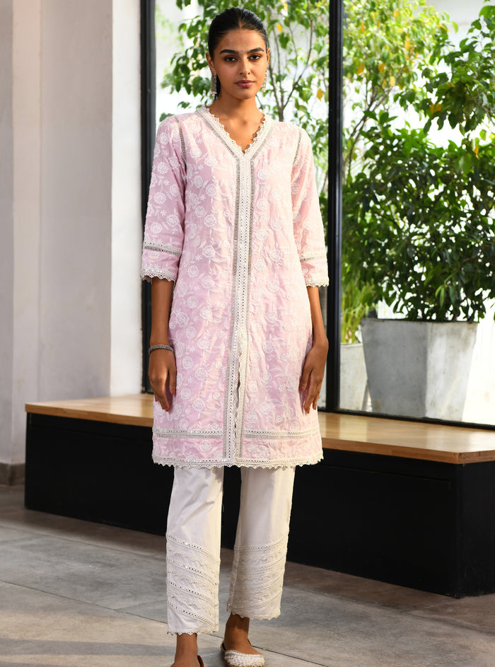 Mulmul Cotton Briallen Kurta Pink