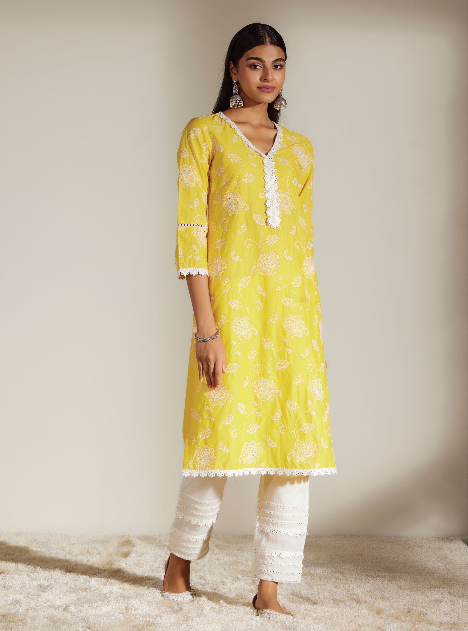 Mulmul Cotton Ezra Mango Kurta