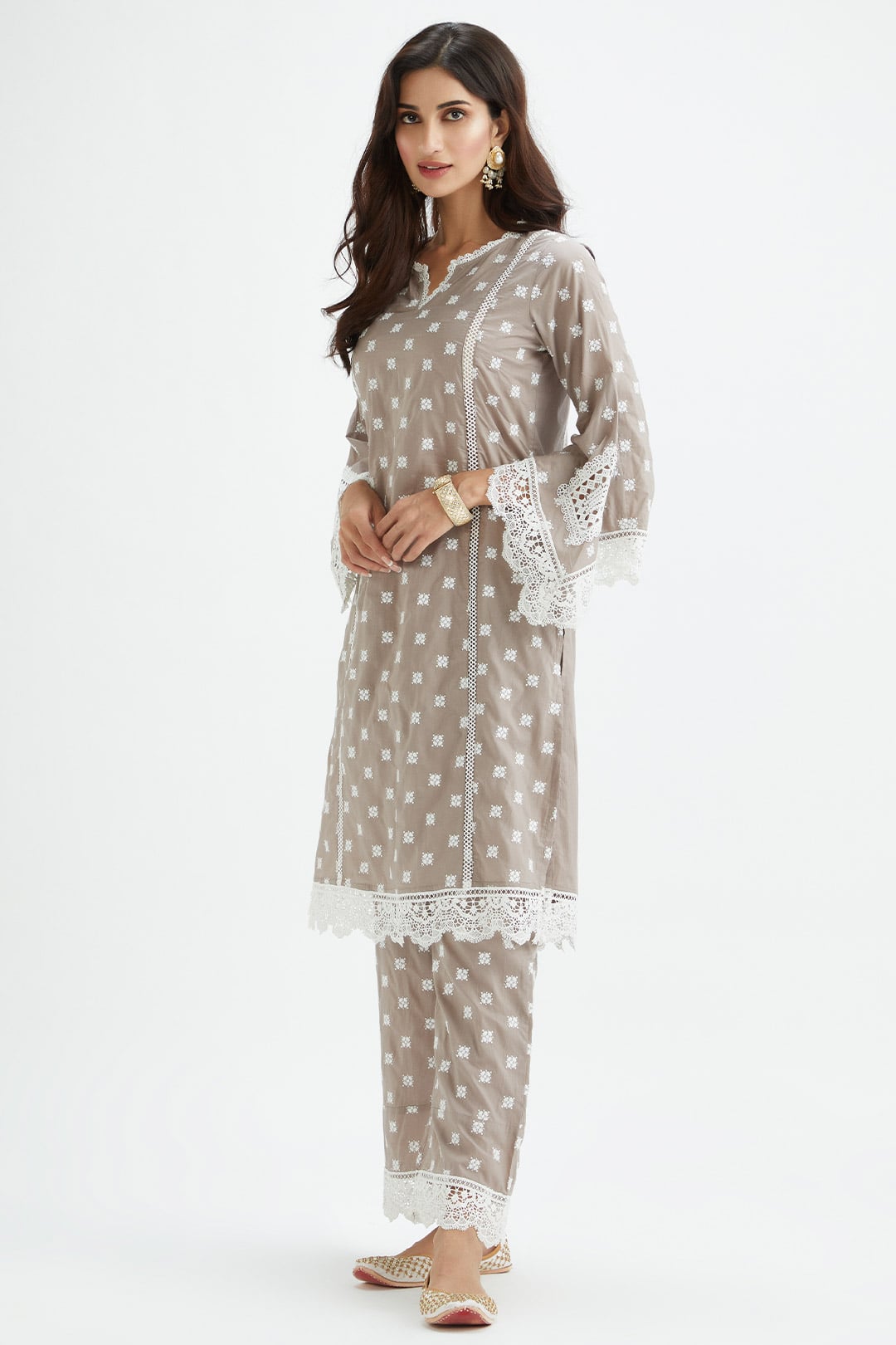 Mulmul Cotton Finch Grey Kurta With Finch Grey Pyajama