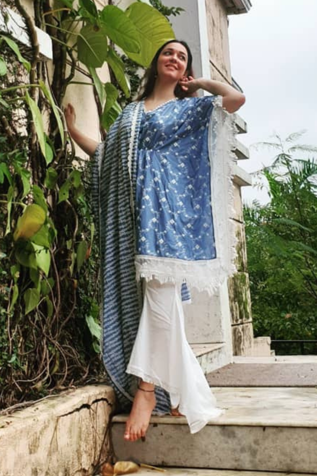 Mulmul Cotton Fiore Kurta With New Bellbottoms