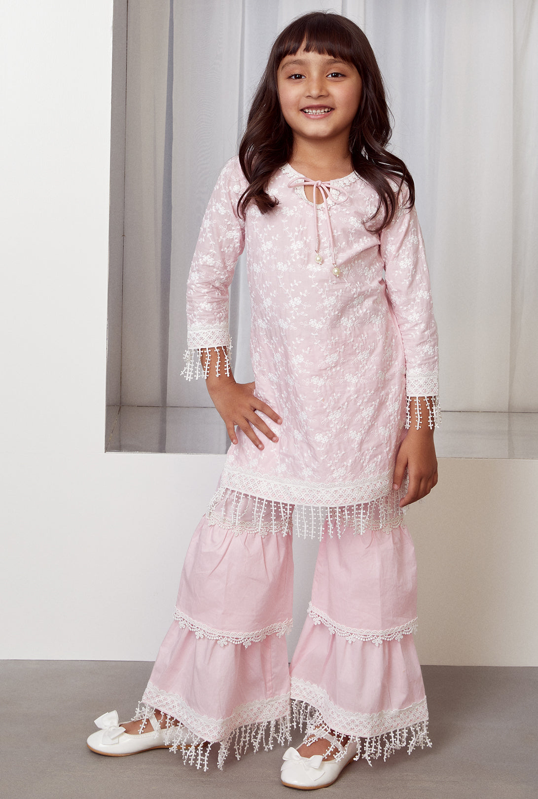 Mulmul Cotton Floret Kurta With Floret Pyajama