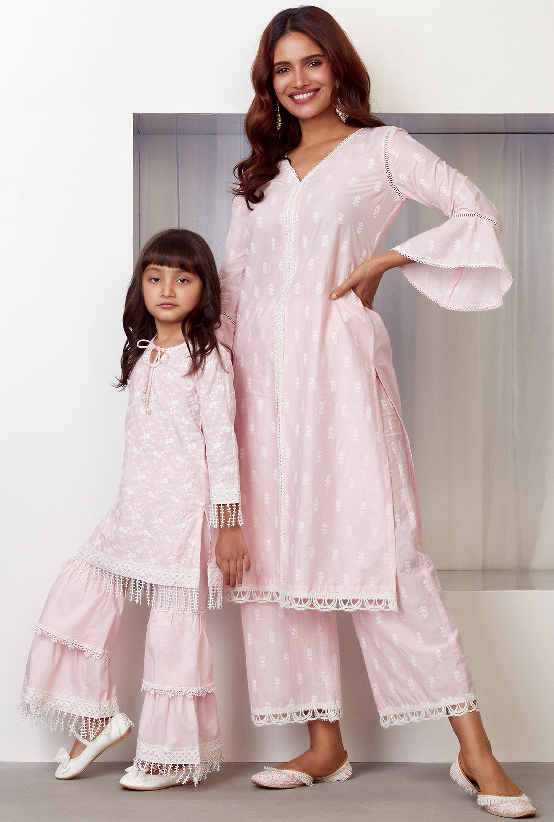 Mulmul Cotton Floret Kurta With Floret Pyajama