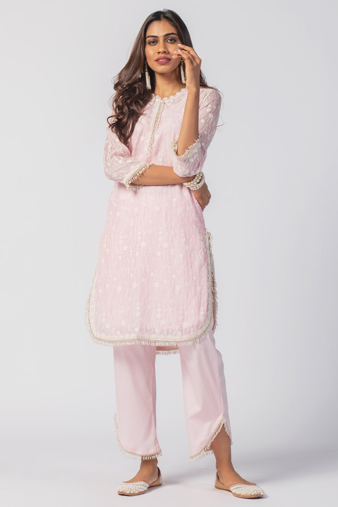 Mulmul Organza Freya Pink Kurta