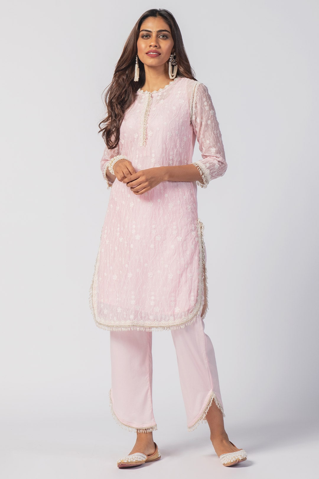 Mulmul Organza Freya Pink Kurta