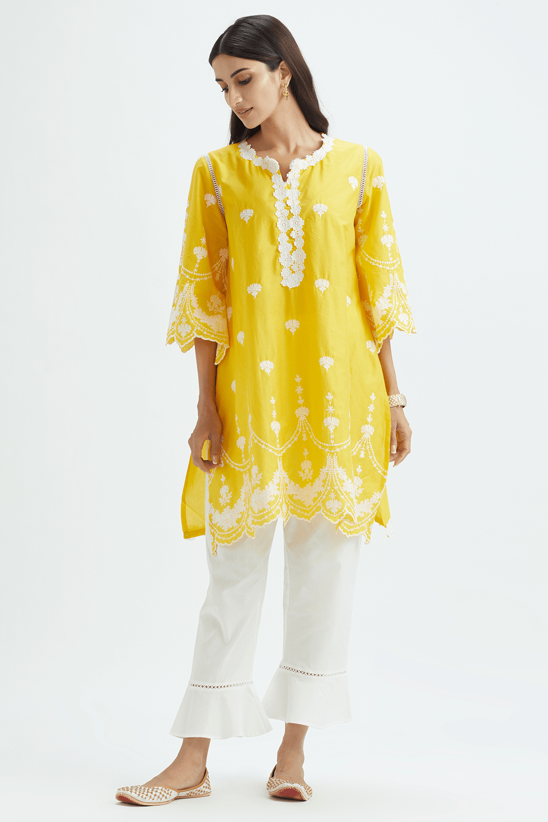 Mulmul Cotton JULIA KURTA With UMBRELLA FRILL PANT