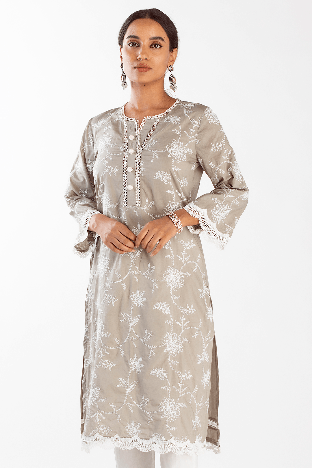 Mulmul Cotton Melia Grey Kurta