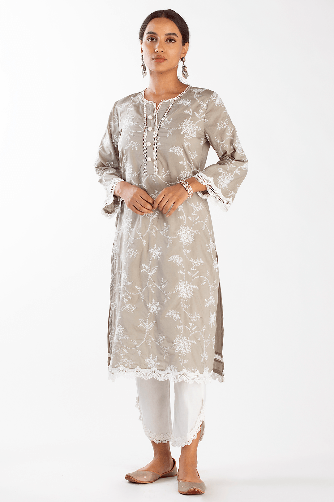 Mulmul Cotton Melia Grey Kurta