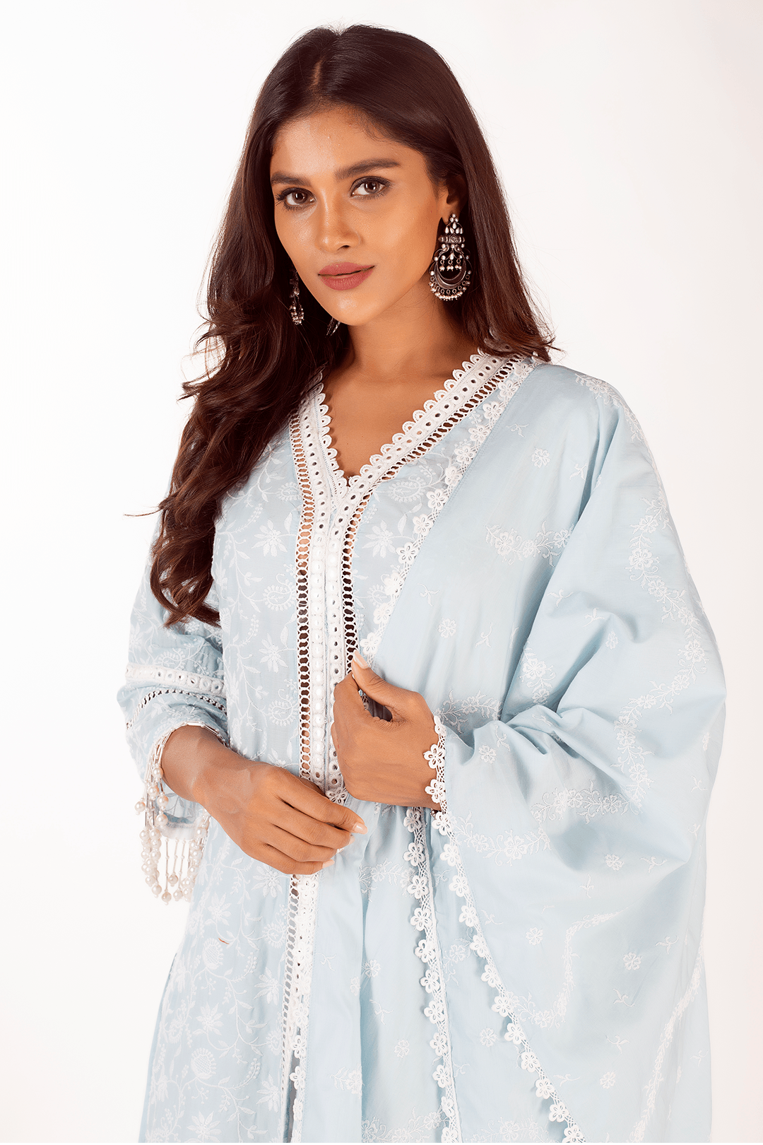 Mulmul Cotton Mollie Light Blue Kurta