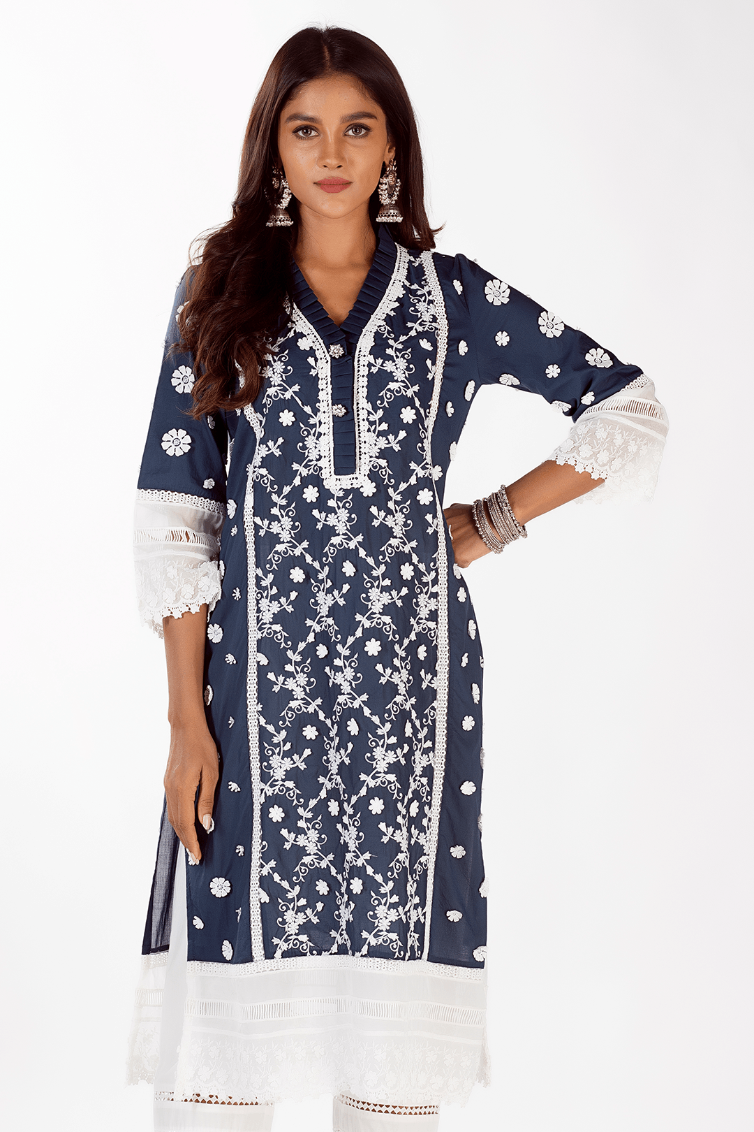 Mulmul Cotton Sadie Navy Kurta