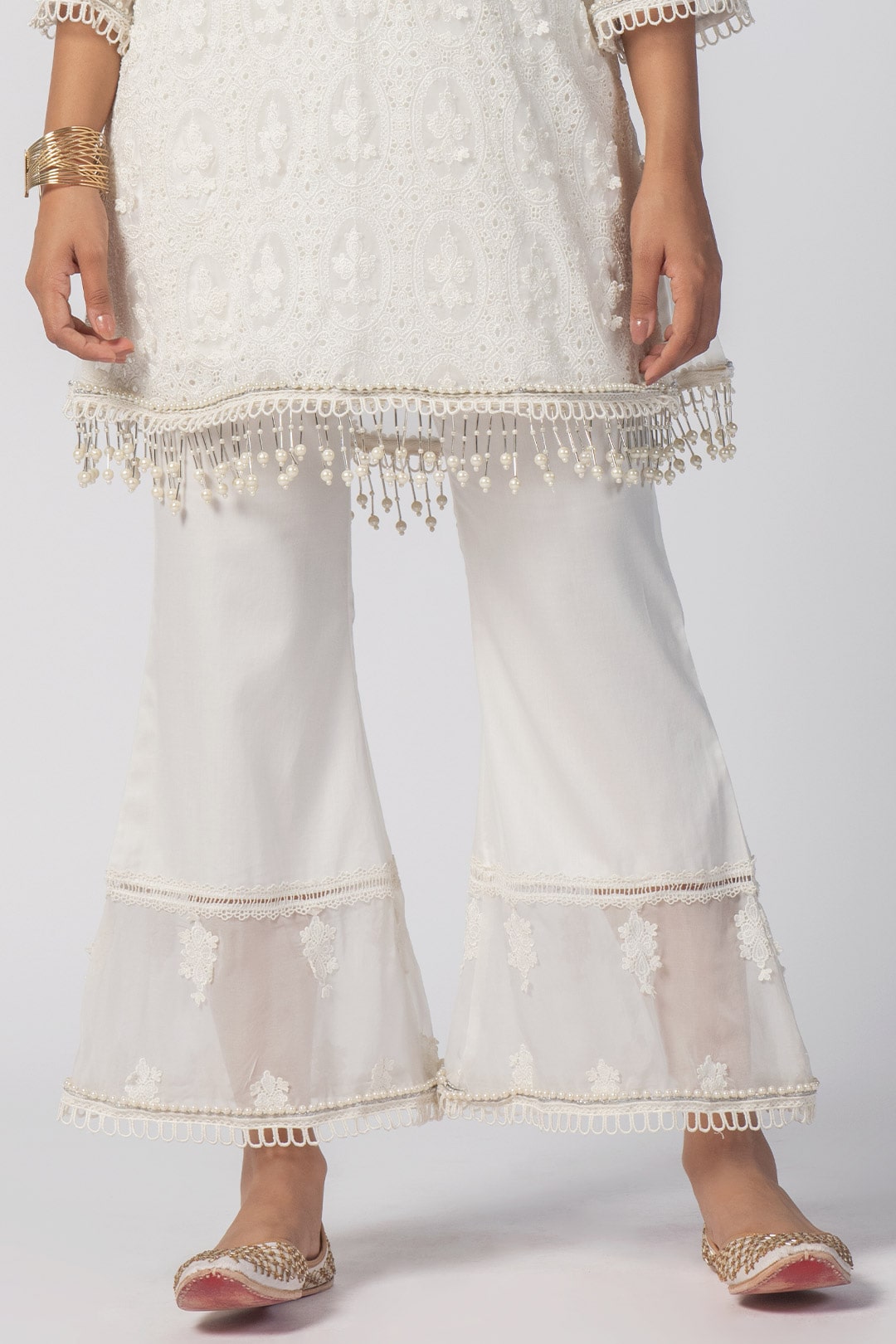 Mulmul Tencel Luxe Organza Savannah Kurta Off White With Supima Cotton Savannah Pant