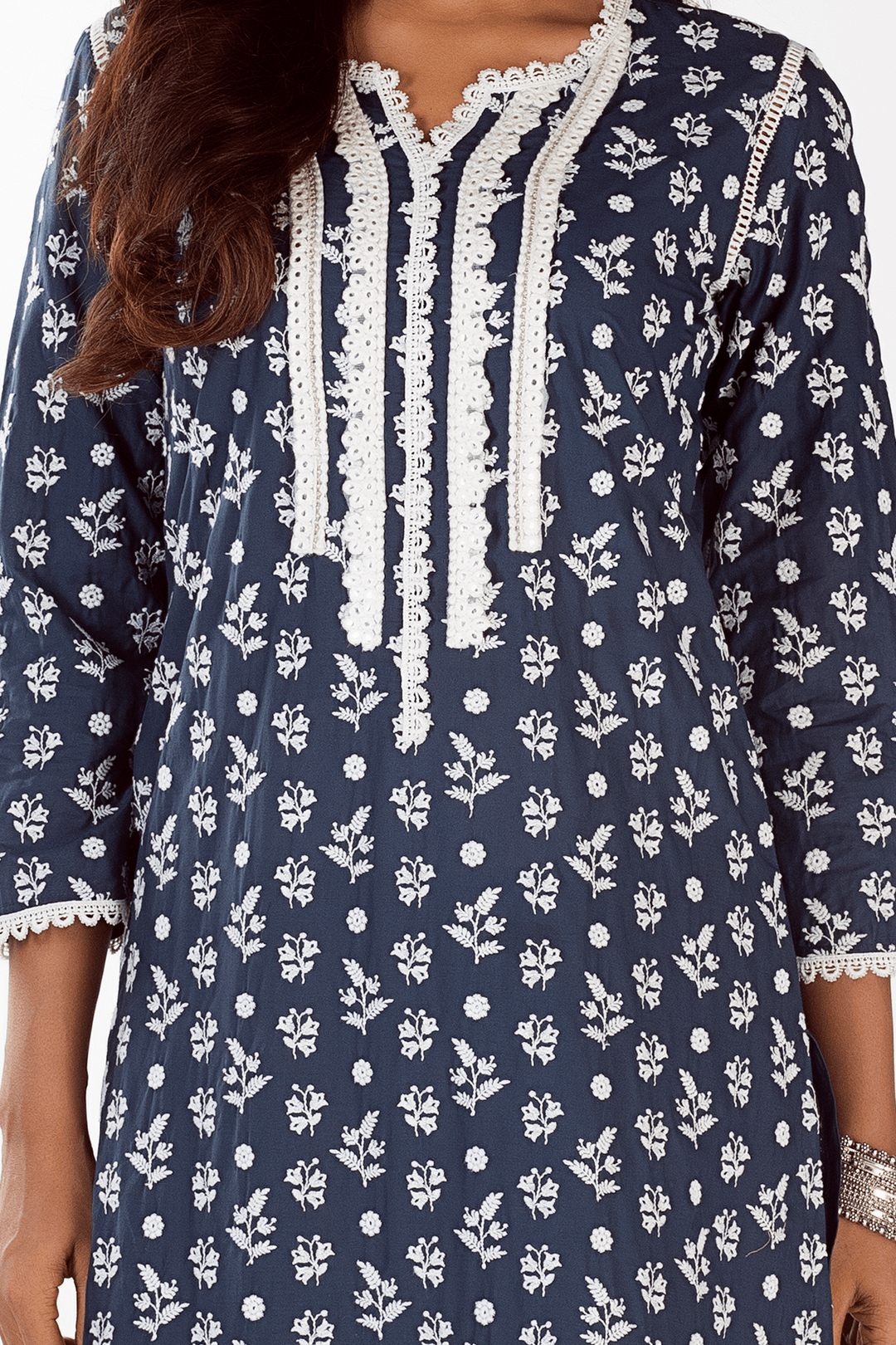 Mulmul Cotton Sierra Navy Kurta With Sierra Navy Pyajama