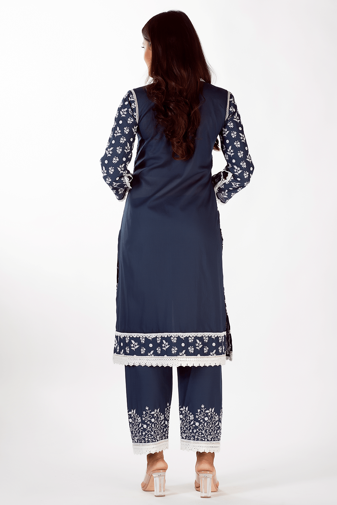 Mulmul Cotton Sierra Navy Kurta With Sierra Navy Pyajama