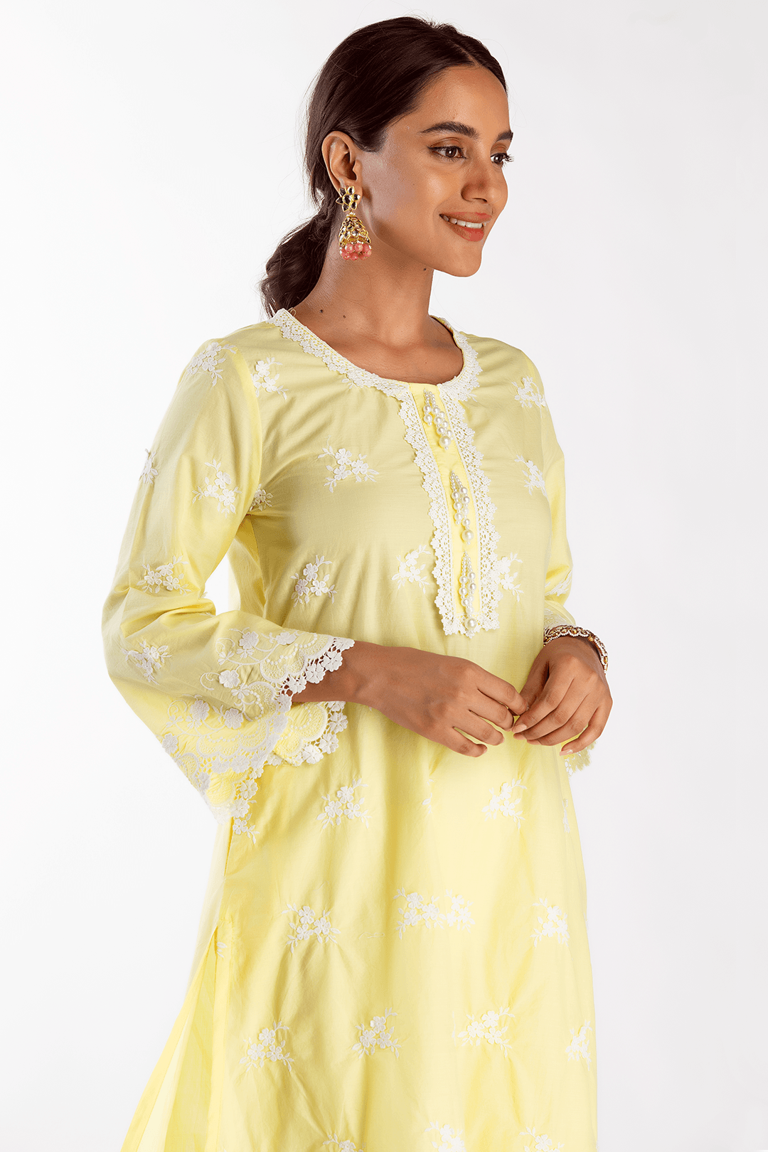 Mulmul Cotton Stella Yellow Kurta