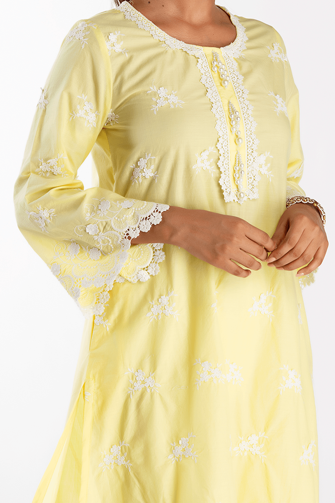 Mulmul Cotton Stella Yellow Kurta