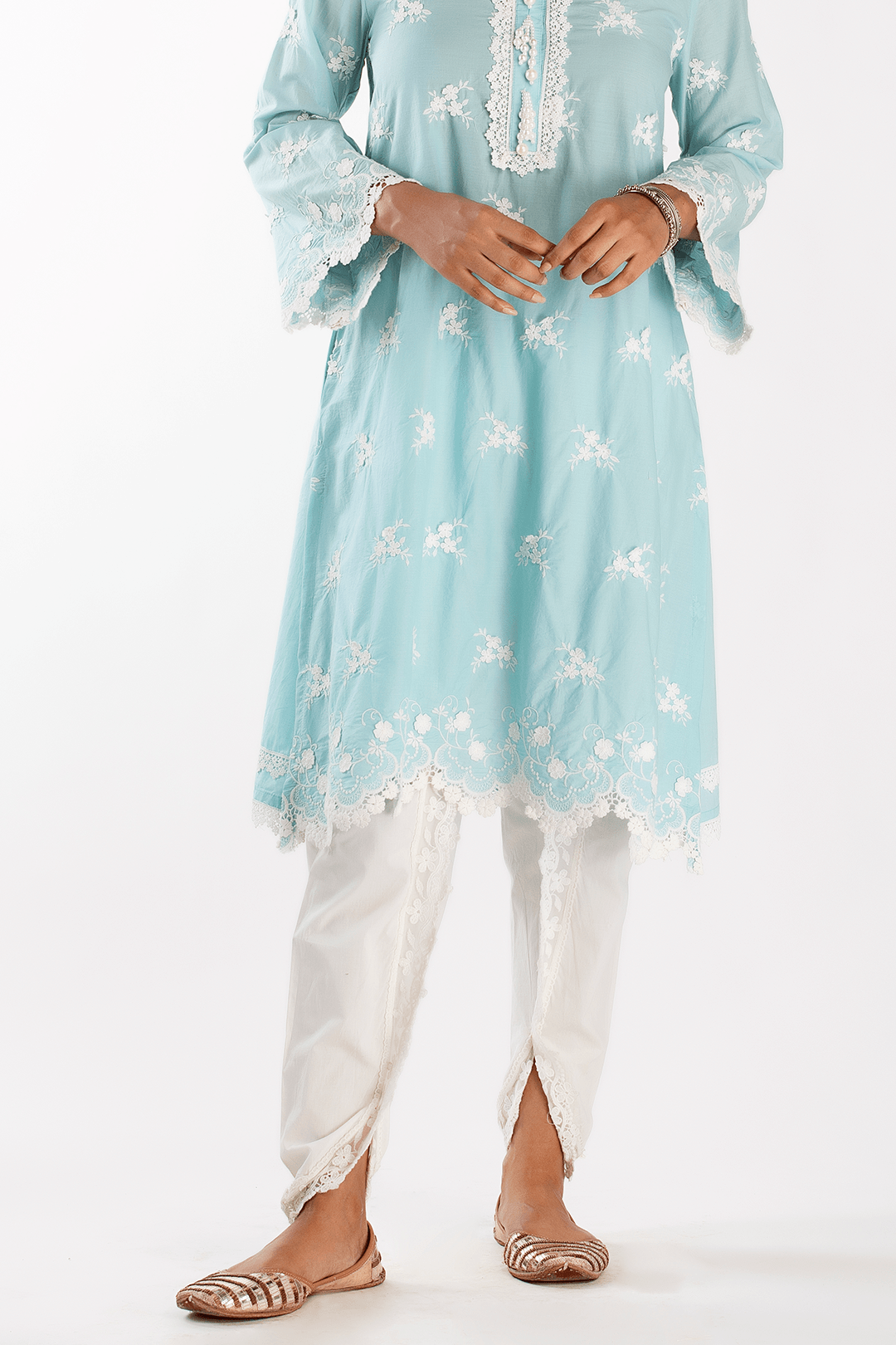 Mulmul Cotton Stella Turquoise Kurta