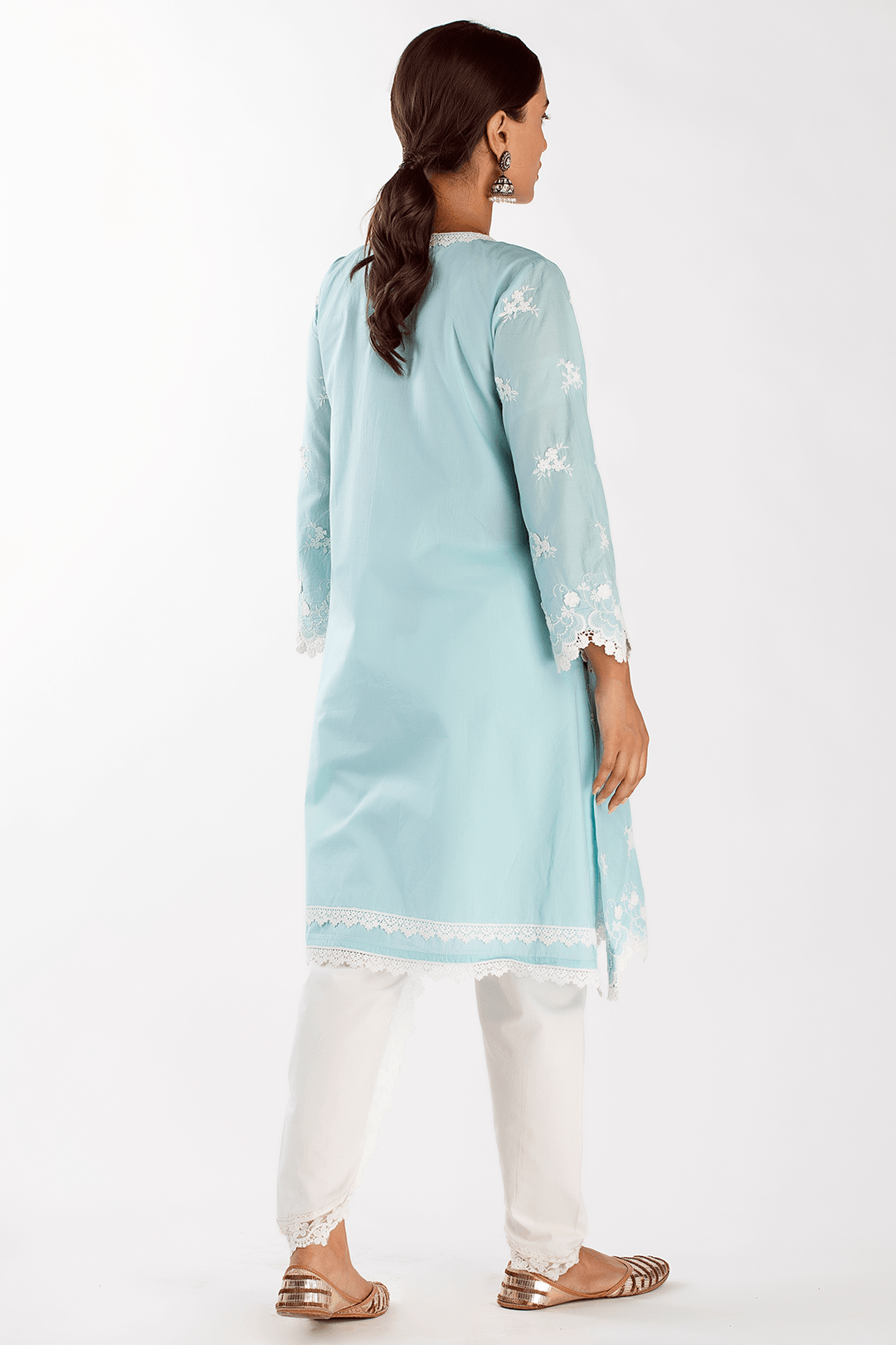 Mulmul Cotton Stella Turquoise Kurta