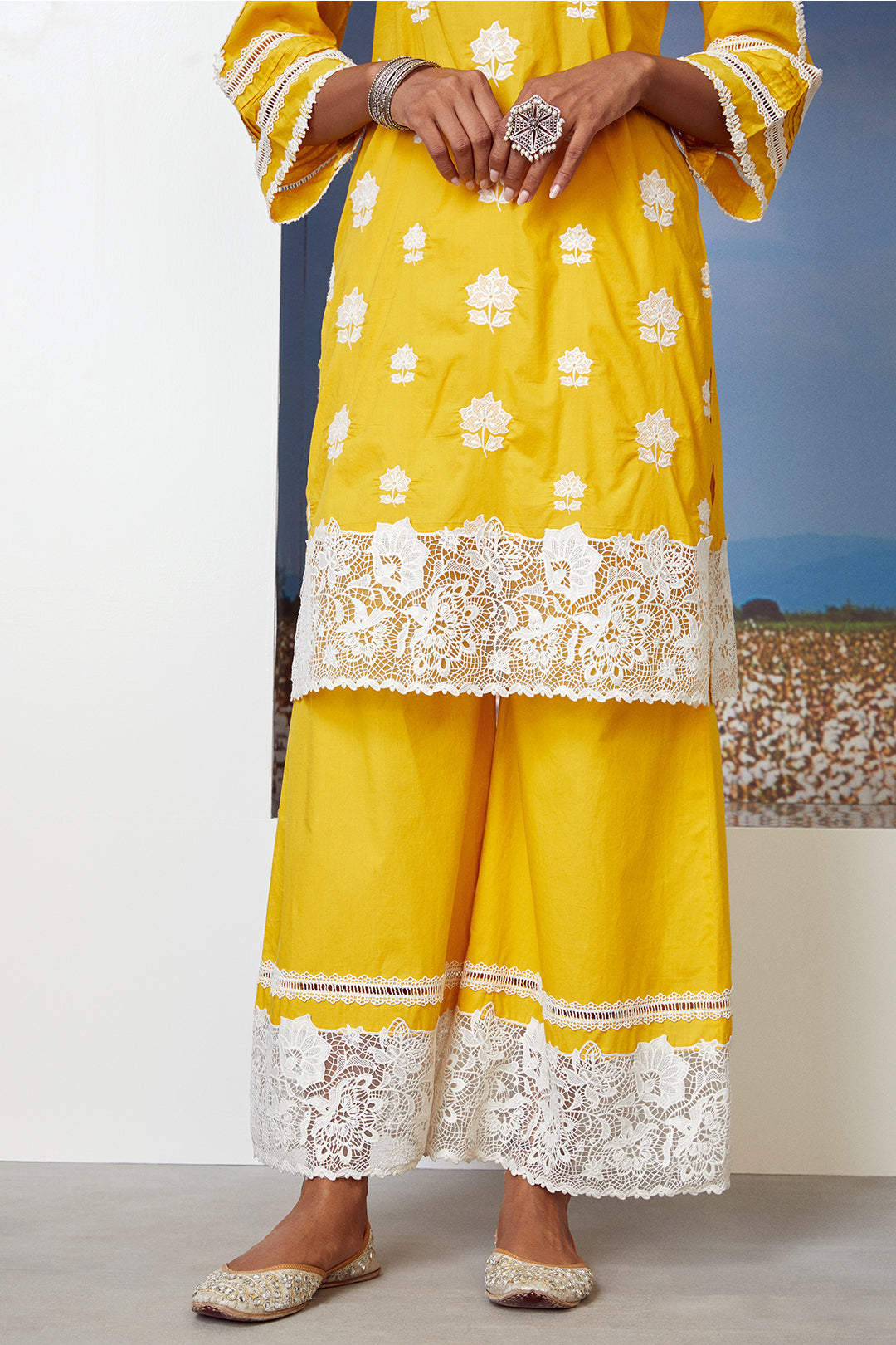 Mulmul Cotton Sunkissed Kurta with Sunkissed Palazzo