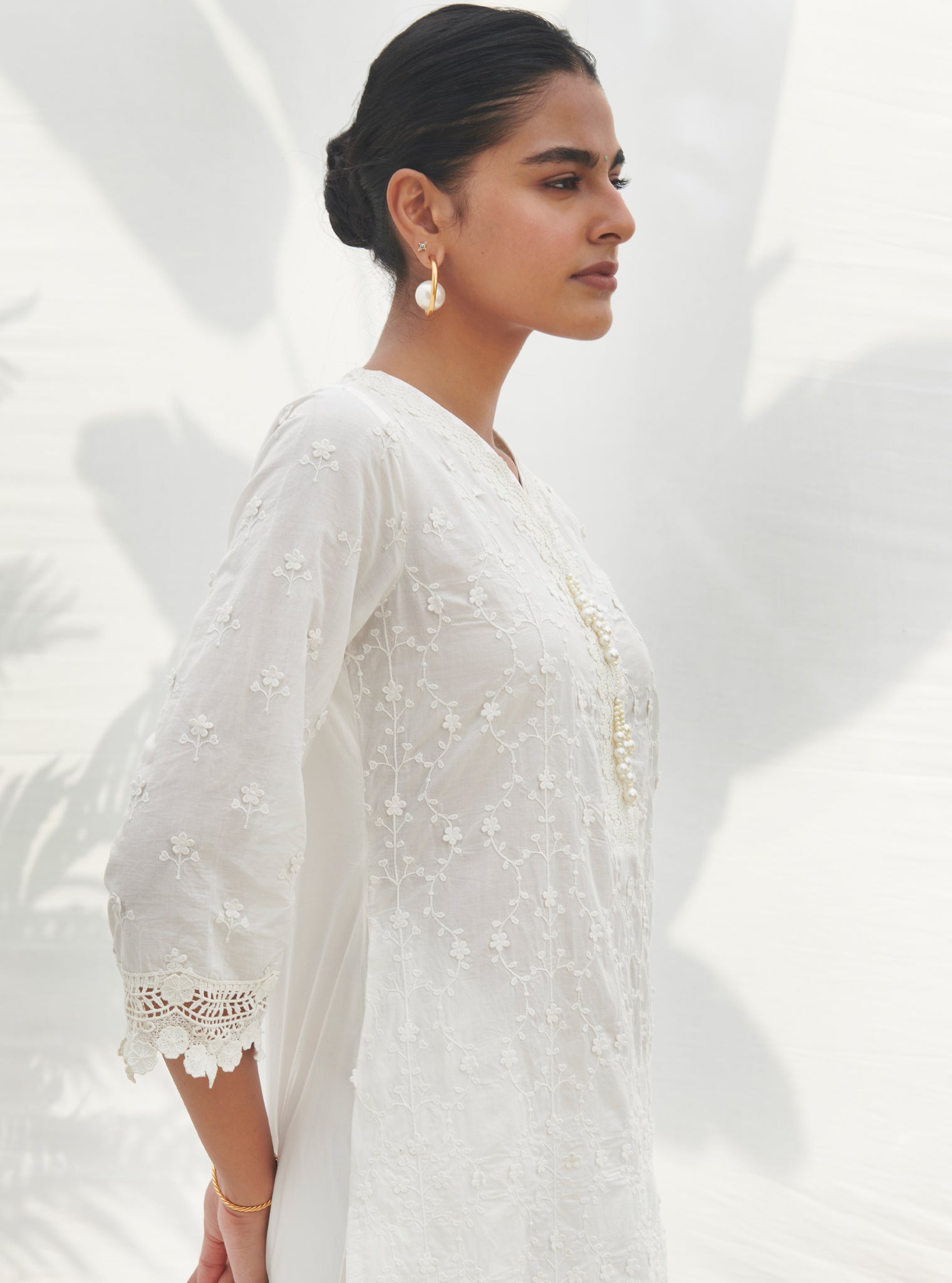 Mulmul Cotton Veliena White kurta