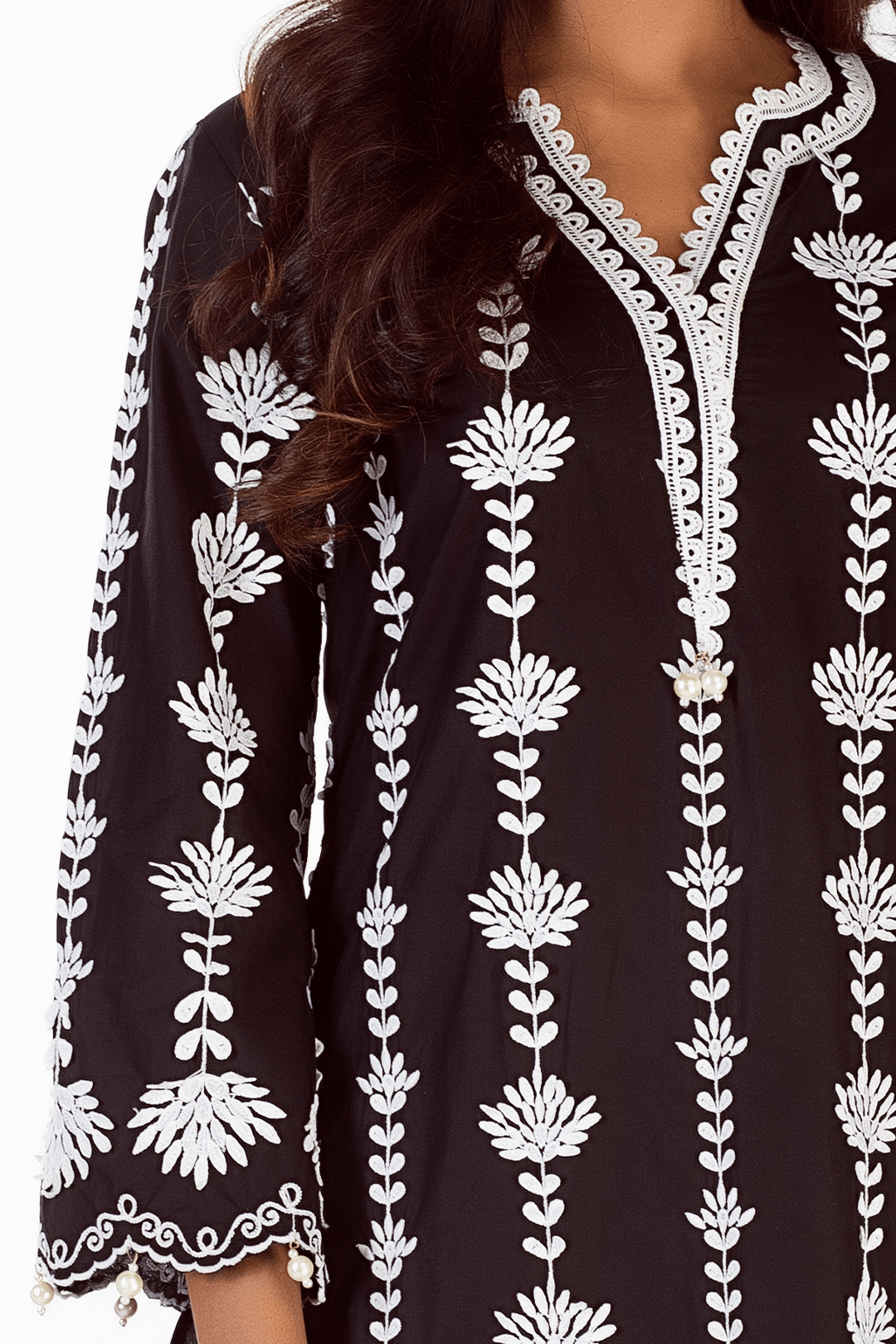 Mulmul Cotton Zaira Black Kurta With Zaira Black Palazzo