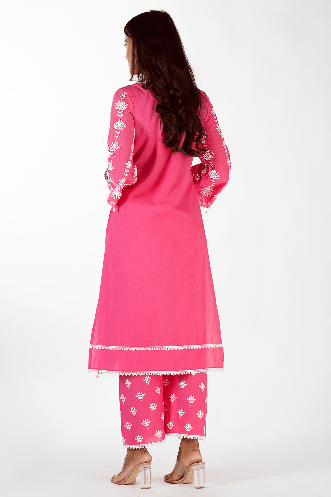 Mulmul Cotton Zaira Fuchsia Kurta With Zaira Fuchsia Palazzo