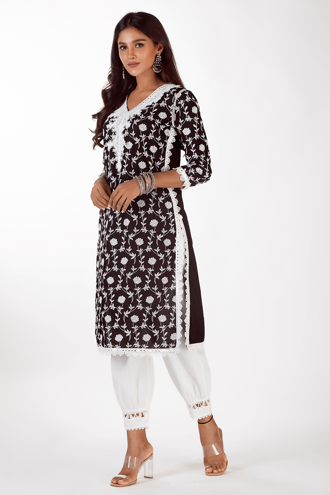 Mulmul Cotton Zeb Black Kurta