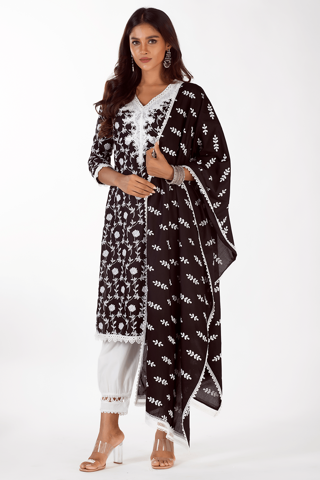 Mulmul Cotton Zeb Black Kurta