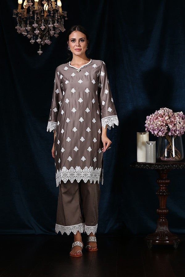 Coral Bells Kurta Grey