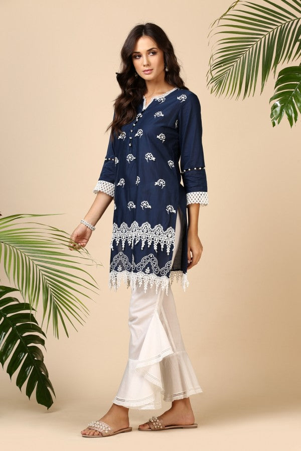 Aster Kurta Navy Blue