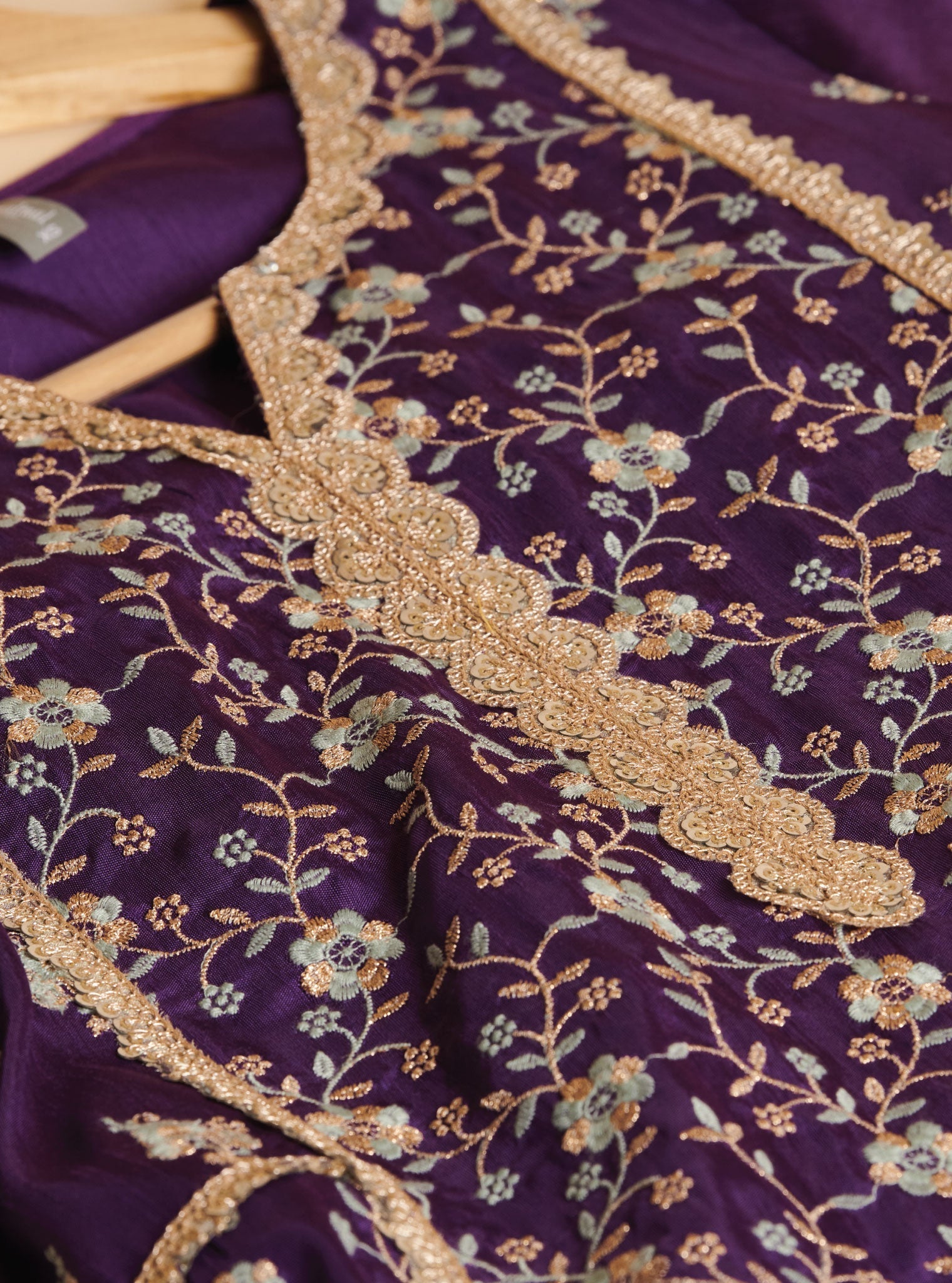 Mulmul Silk Kaashni Purple Kurta With Mulmul Silk Kaashni Purple Pant