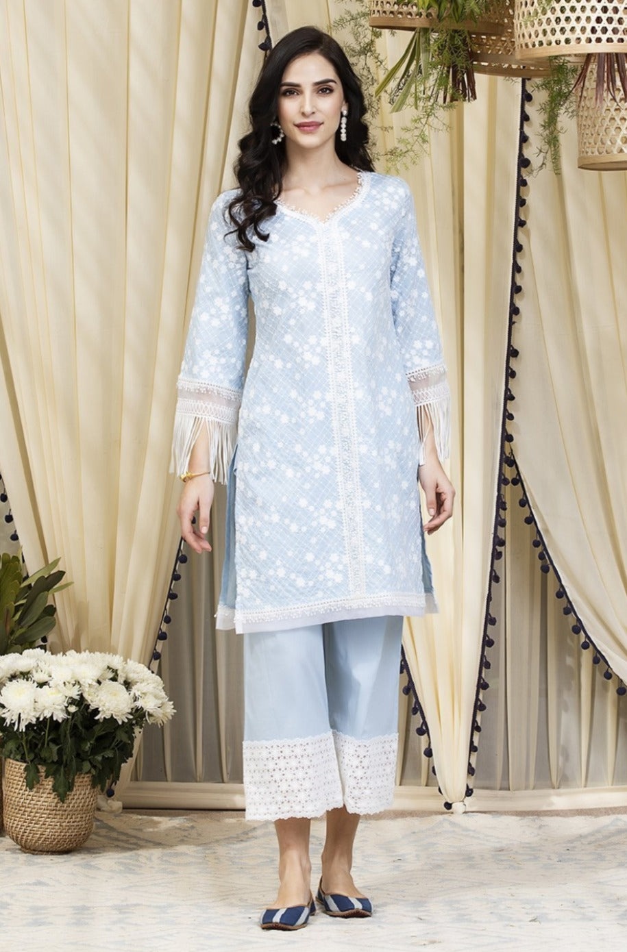 Mulmul Cotton Lina Kurta With Lina Palazzo