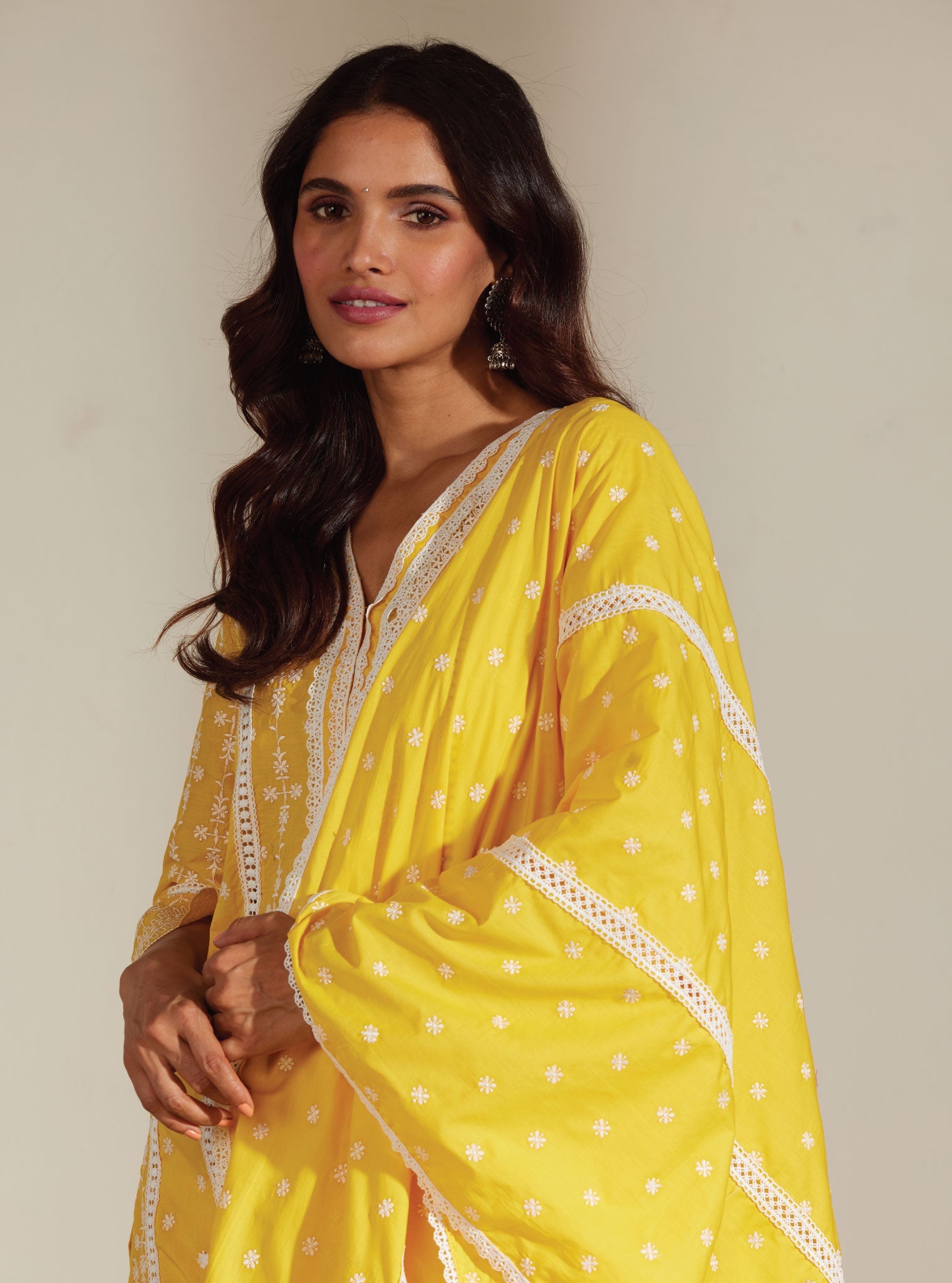 Mulmul Cotton Melanie Mango Kurta With Melanie Mango Pant