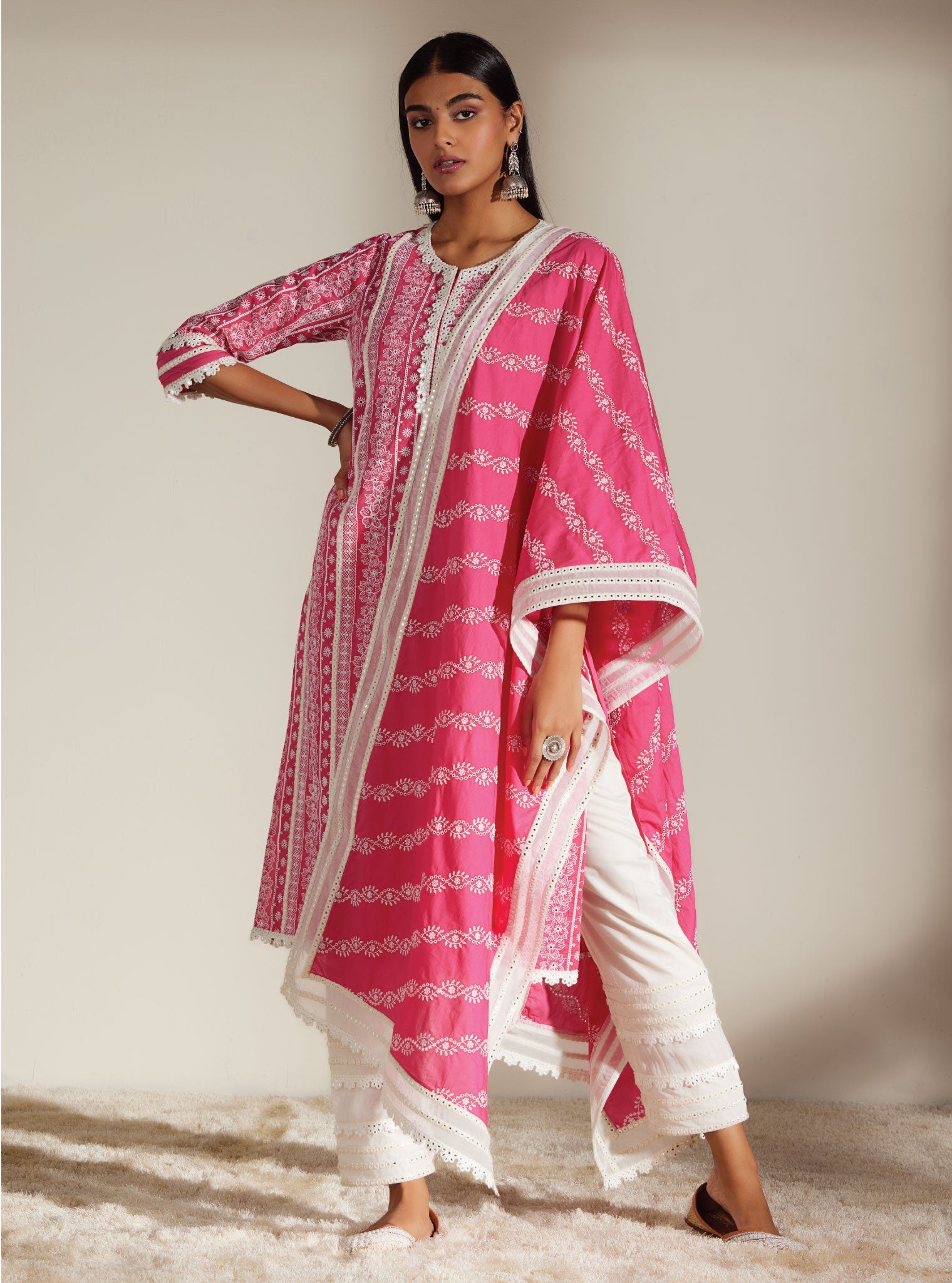 Mulmul Cotton Patricia Pink Kurta