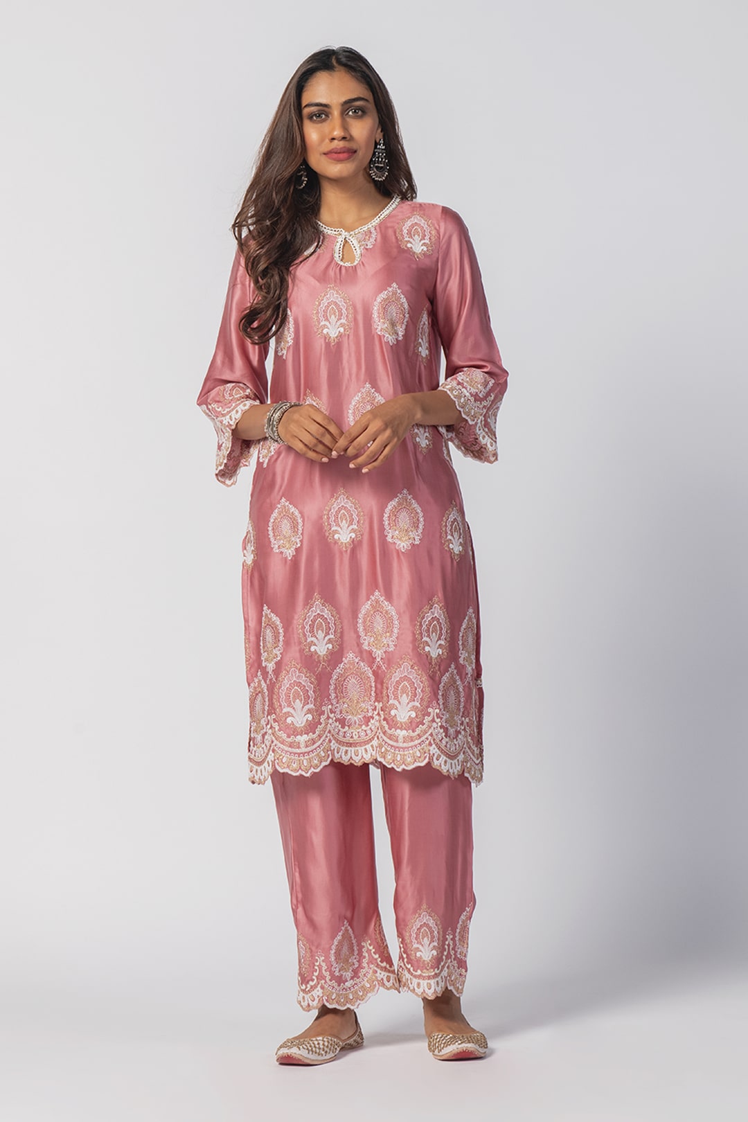 Mulmul Cupro silk Sydney Mauve Kurta With Sydney Mauve Pant